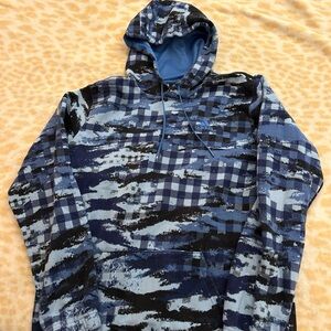 Adidas Blue and Black Camouflage Sweatshirt